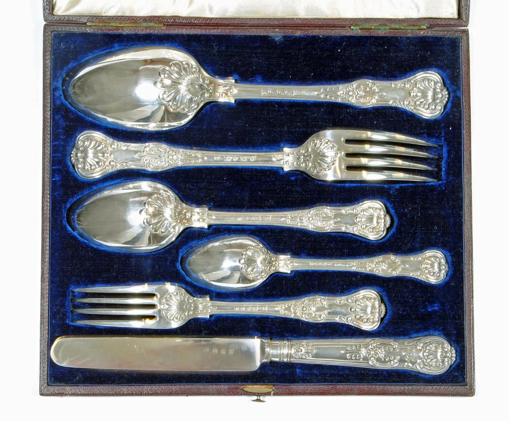 AN EARLY VICTORIAN TRAVELLING SALESMAN'S SILVER SAMPLE SET Image