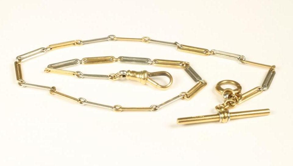 AN 18CT GOLD AND PLATINUM DRESS WATCH CHAIN Image