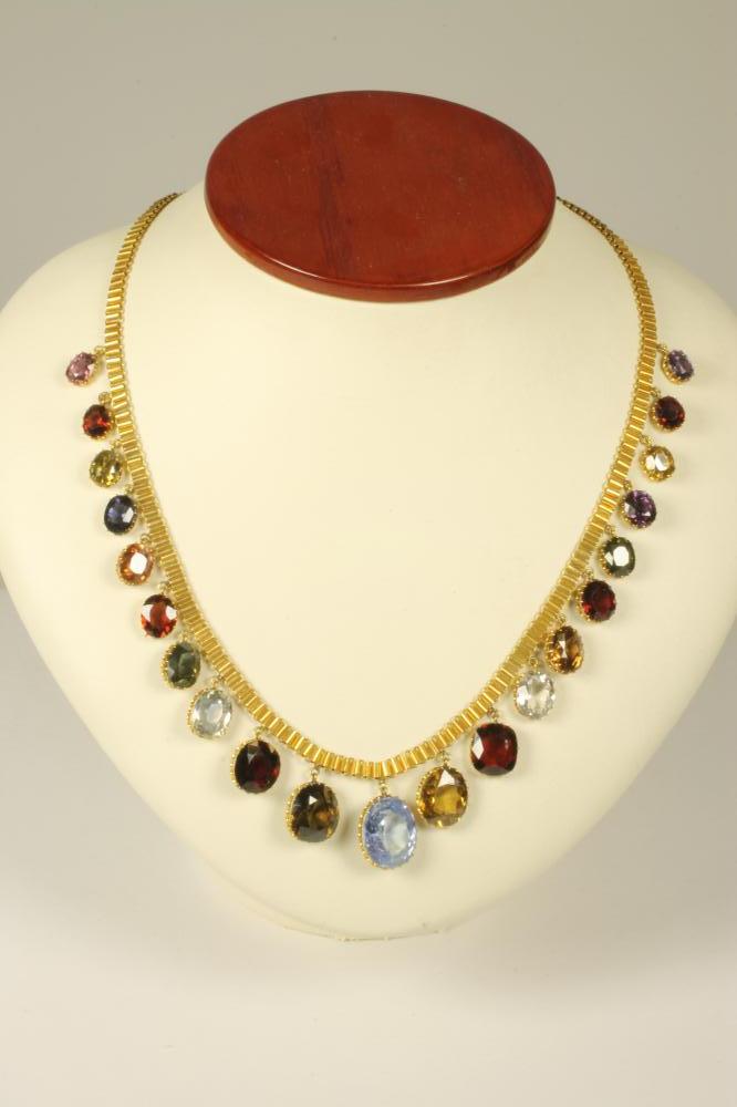 AN EDWARDIAN MULTIGEM FRINGE NECKLACE Image
