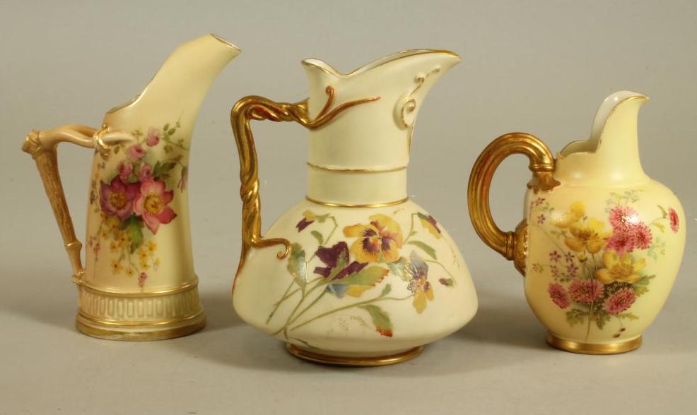THREE ROYAL WORCESTER CHINA JUGS Image