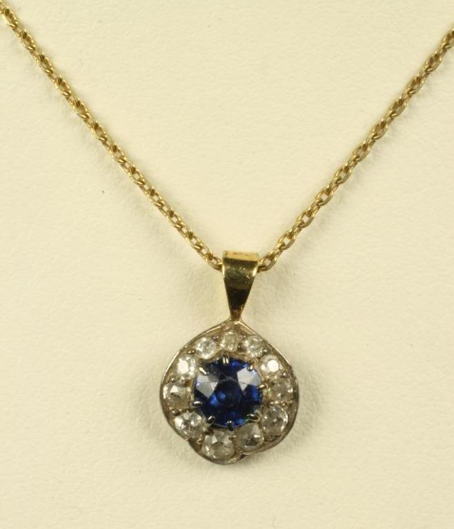 A LATE VICTORIAN SAPPHIRE AND DIAMOND CLUSTER PENDANT Image