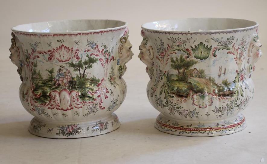 A PAIR OF FAIENCE WINE COOLERS Image