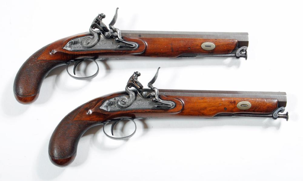 A PAIR OF OFFICER'S FLINTLOCK PISTOLS Image