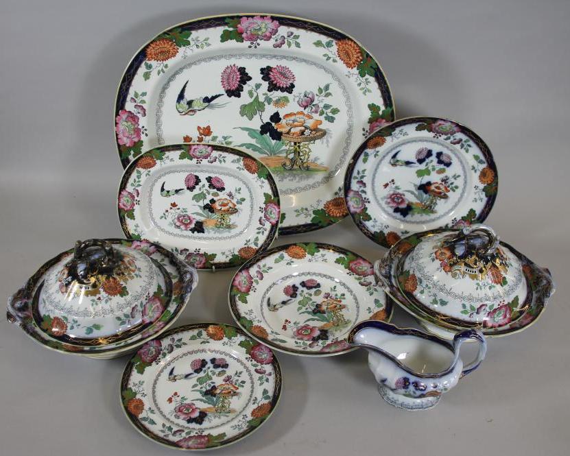 A COMPOSITE ASHWORTHS & ASHWORTHS & MORLEY IRONSTONE PART DINNER SERVICE Image