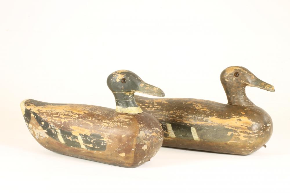 A PAIR OF DECOY MALLARD DUCKS Image