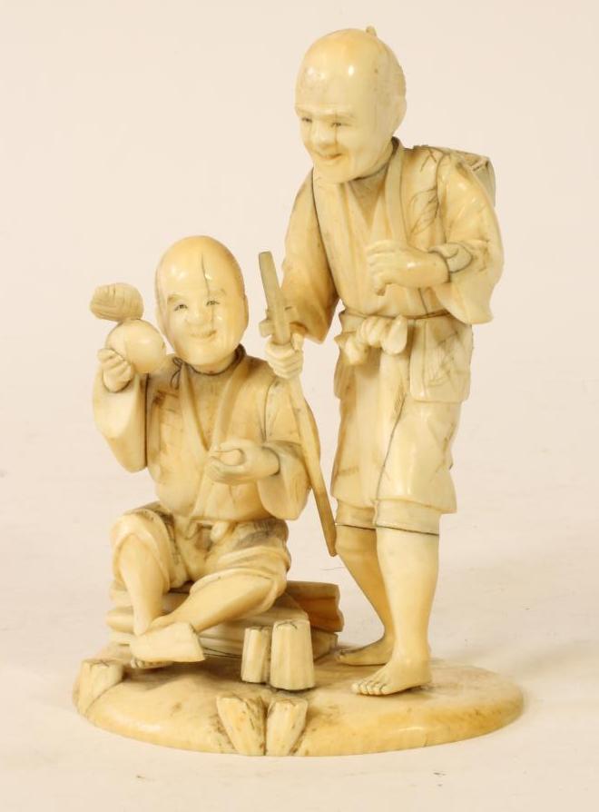 A JAPANESE SECTIONAL IVORY FIGURE GROUP Image