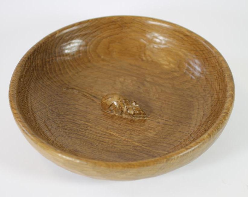 AN ADZED OAK FRUIT BOWL by Robert "Mouseman" Thompson Image