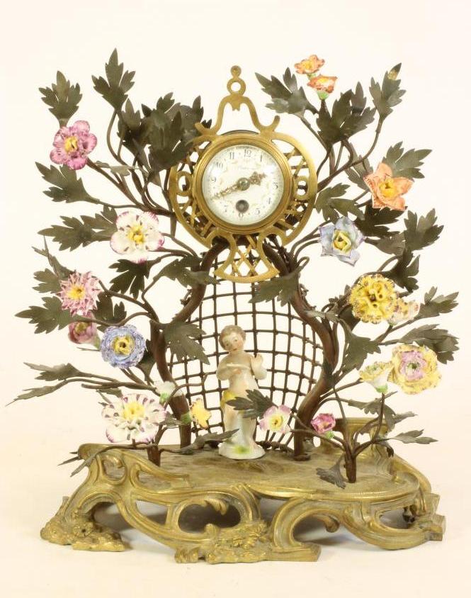 A MEISSEN STYLE BOWER CLOCK Image