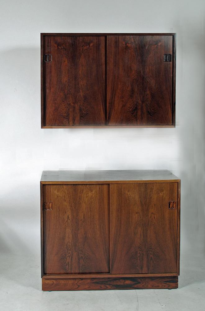HJORNEBO SYSTEM DANISH ROSEWOOD WALL AND FLOOR CUPBOARDS Image