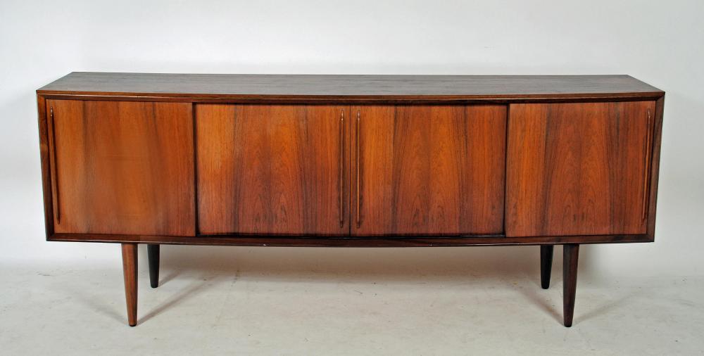 AN H.P. HANSEN DANISH ROSEWOOD SIDEBOARD of mildly bowed form Image