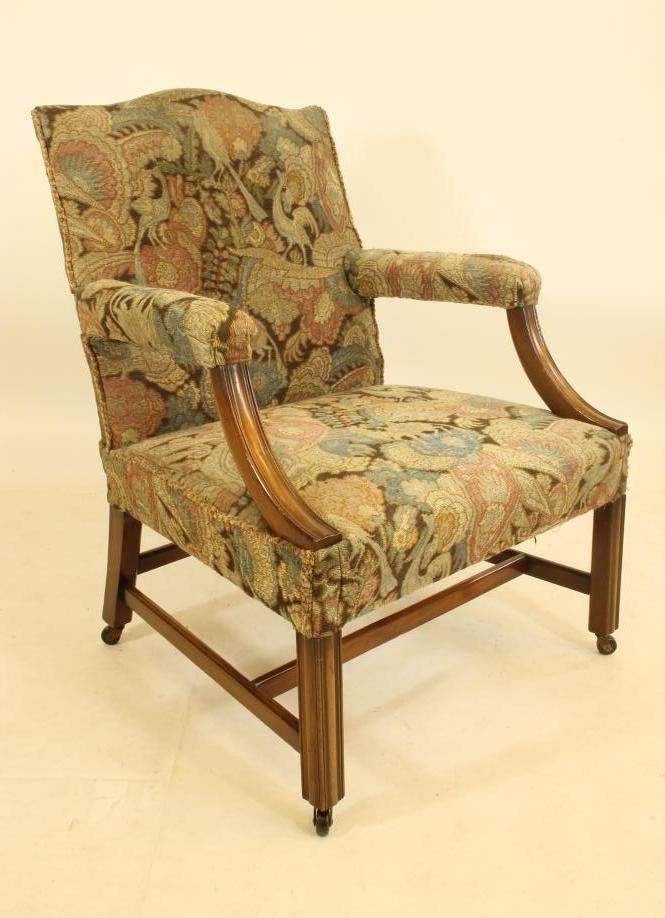 A MAHOGANY LIBRARY CHAIR of Georgian design Image