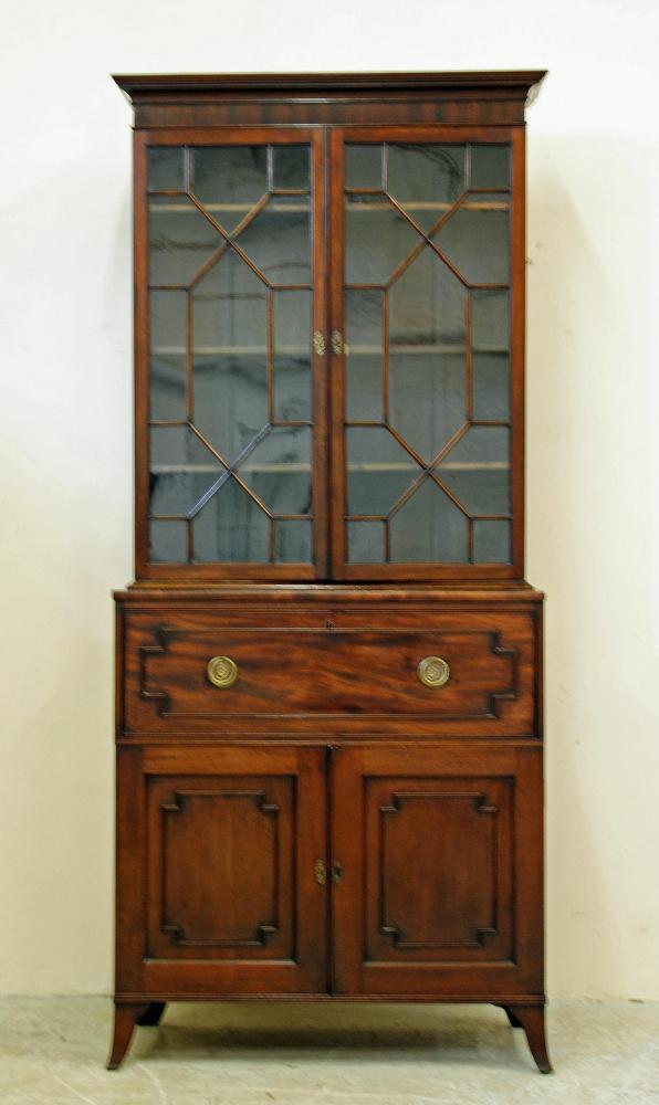 A REGENCY MAHOGANY SECRETAIRE BOOKCASE Image