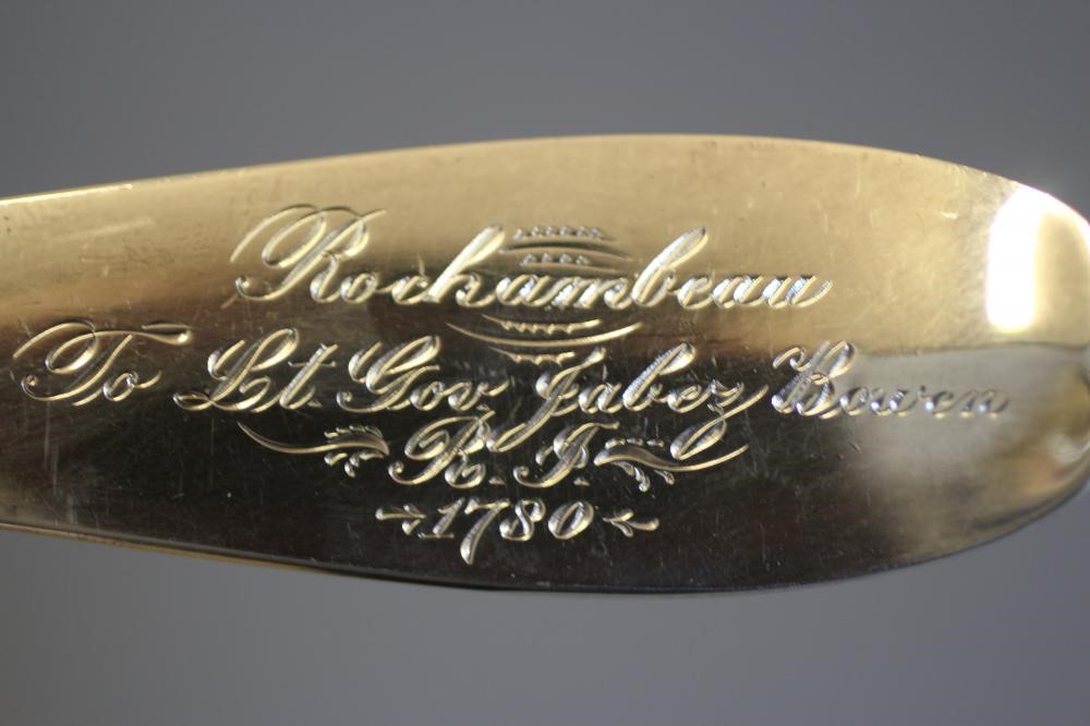 A GORHAM EPNS REPLICA BASTING SPOON, stamped Rochambeau1789, 12 1/2" long (Est. plus 24% premium Image