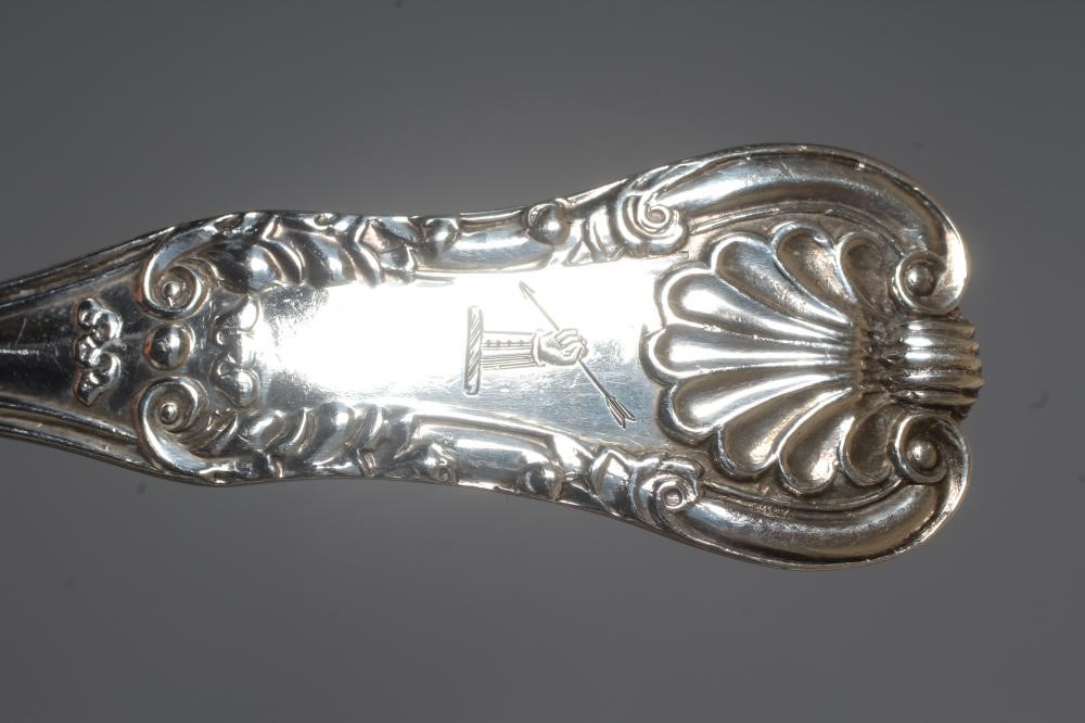 A VICTORIAN SCOTTISH SILVER SINGLE STRUCK QUEEN'S PATTERN SAUCE LADLE Image