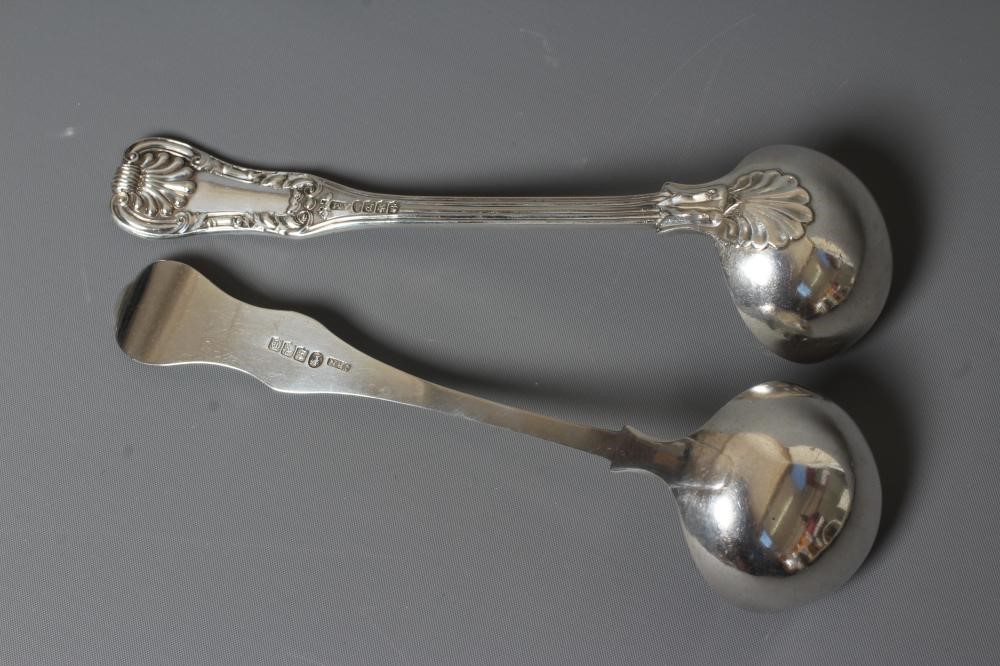 A VICTORIAN SCOTTISH SILVER SINGLE STRUCK QUEEN'S PATTERN SAUCE LADLE Image