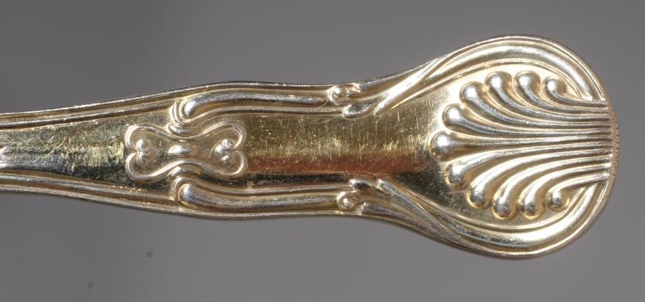 A PAIR OF WILLIAM IV SILVER KINGS PATTERN TABLE SPOONS probably by William Johnson, London 1834, Image