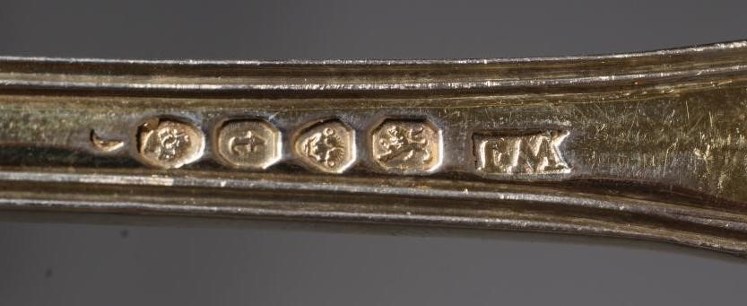 A PAIR OF WILLIAM IV SILVER KINGS PATTERN TABLE SPOONS probably by William Johnson, London 1834, Image