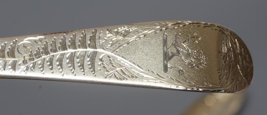 A PAIR OF GEORGE III SILVER OLD ENGLISH PATTERN BASTING SPOONS by Stephen Adams Image