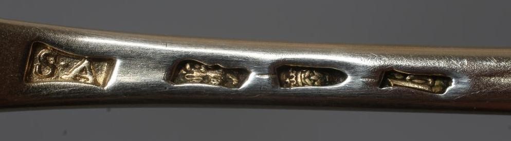 A PAIR OF GEORGE III SILVER OLD ENGLISH PATTERN BASTING SPOONS by Stephen Adams Image