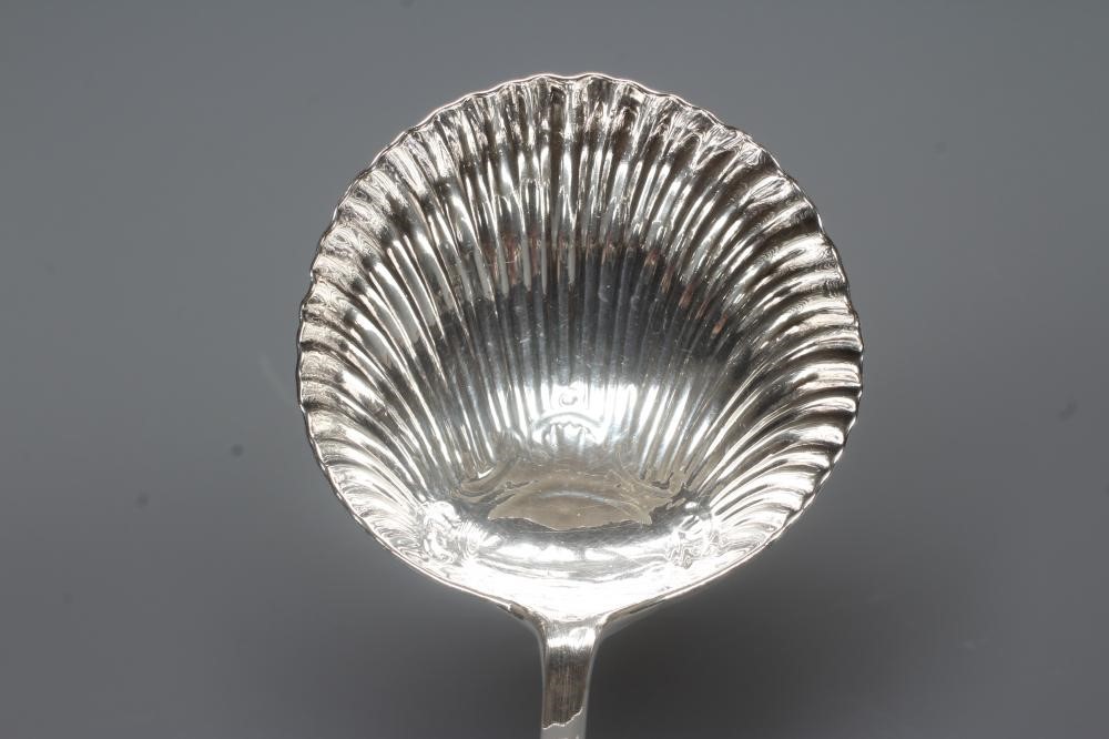 A GEORGE III SILVER HANOVERIAN PATTERN SOUP LADLE by Hester Bateman, London probably 1774, with Image