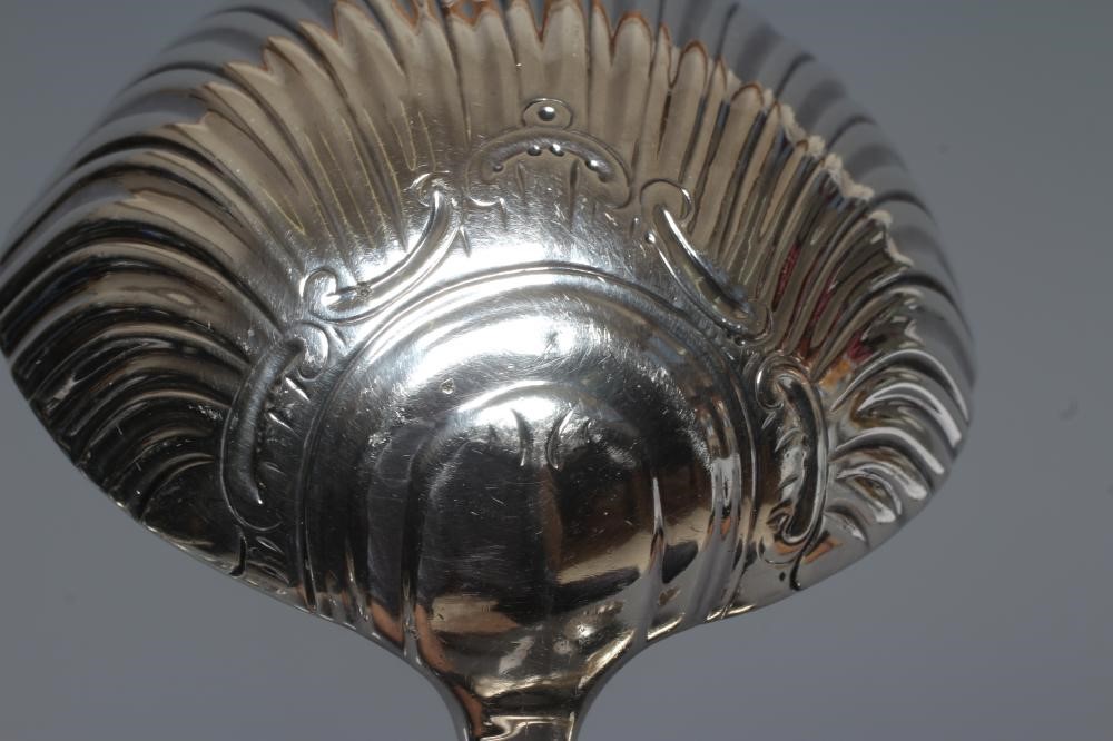 A GEORGE III SILVER HANOVERIAN PATTERN SOUP LADLE by Hester Bateman, London probably 1774, with Image