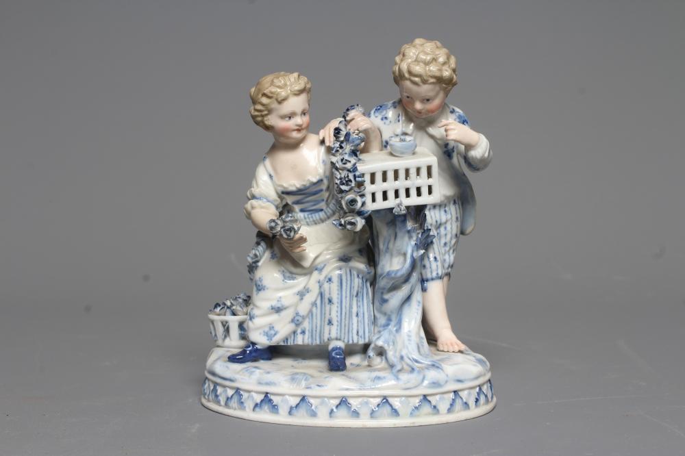 A MEISSEN PORCELAIN GROUP ALLEGORICAL OF SUMMER AFTER JOHANN CARL SCHÖNHEIT modelled as two young Image