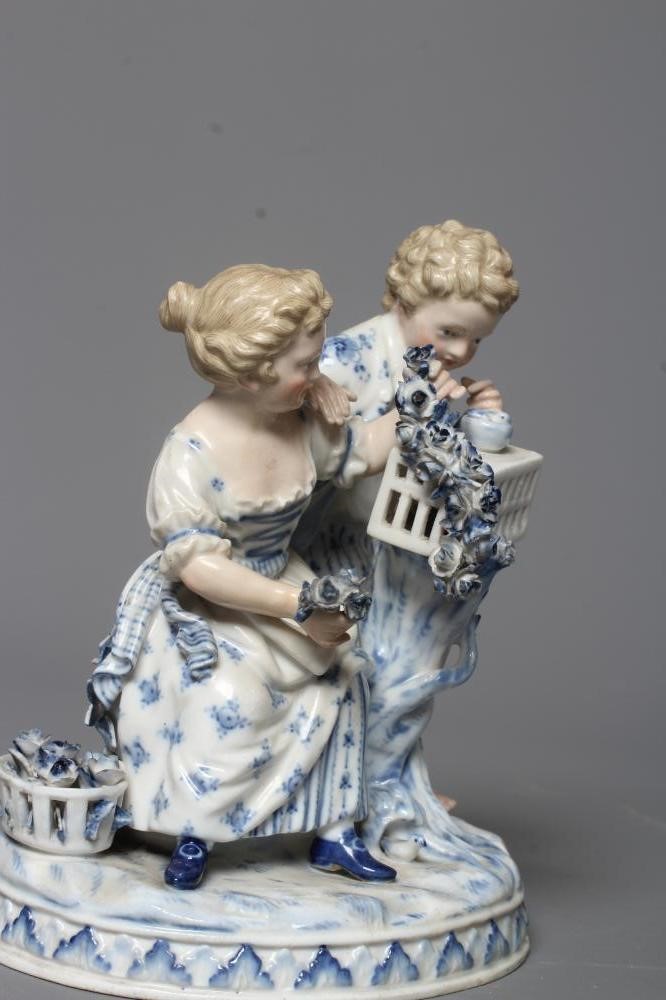 A MEISSEN PORCELAIN GROUP ALLEGORICAL OF SUMMER AFTER JOHANN CARL SCHÖNHEIT modelled as two young Image