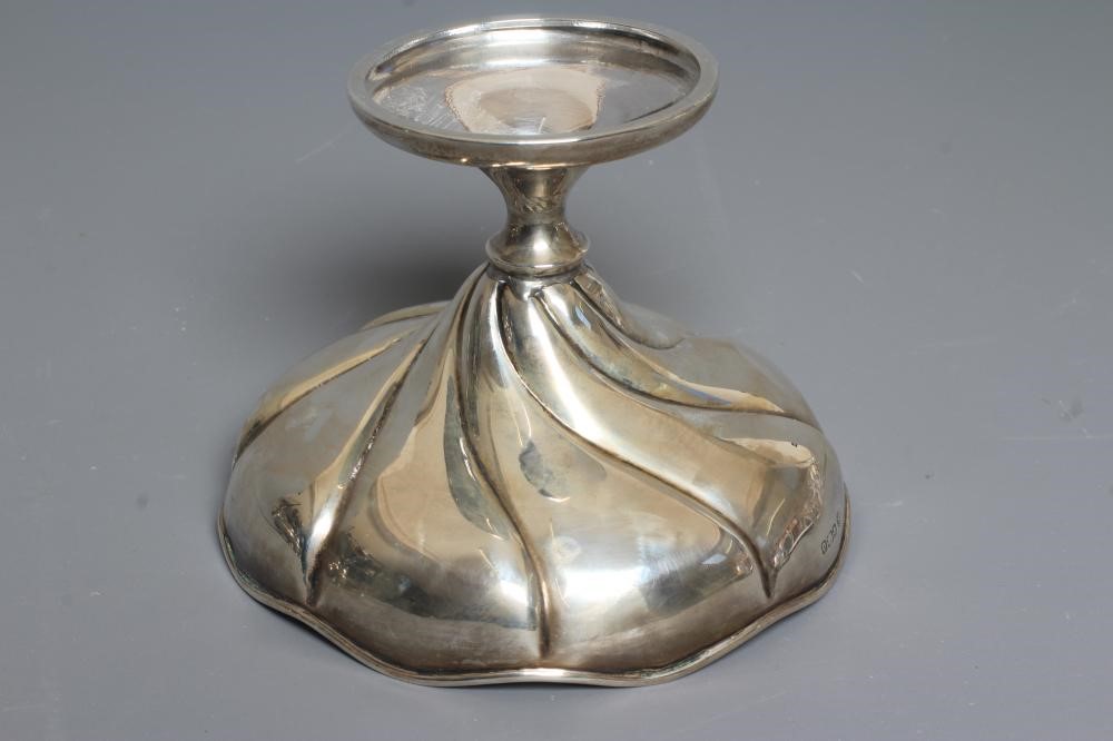 AN EDWARDIAN SILVER PEDESTAL BOWL by John Round & Son Ltd., Sheffield 1906, of wrythen fluted Image