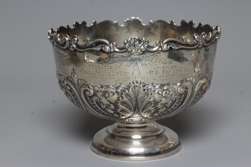 A LATE VICTORIAN SILVER SMALL TROPHY ROSE BOWL by Walker & Hall Image