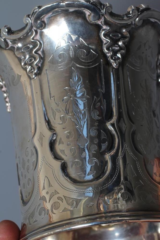 A MID VICTORIAN SILVER GOTHIC CHRISTENING MUG by Robert Harper Image