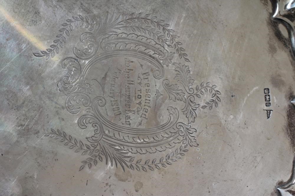 A LATE VICTORIAN SILVER SALVER by Walker & Hall Image