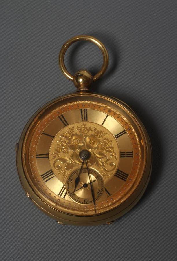 A LATE VICTORIAN 18CT KEY WIND GOLD POCKET WATCH BY A ROHRER Image