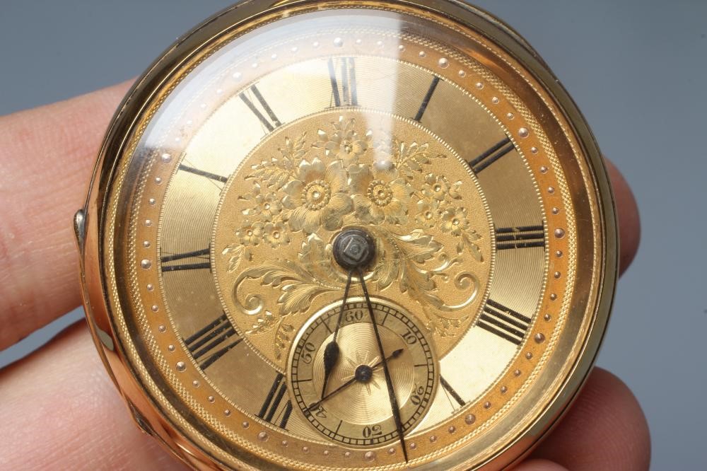 A LATE VICTORIAN 18CT KEY WIND GOLD POCKET WATCH BY A ROHRER Image
