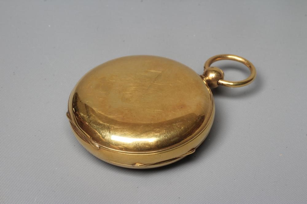 A LATE VICTORIAN 18CT KEY WIND GOLD POCKET WATCH BY A ROHRER Image