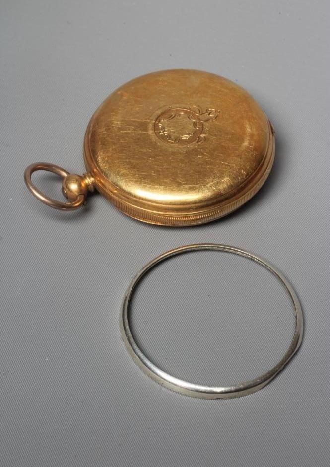 A VICTORIAN 18CT GOLD KEY WIND POCKET WATCH BY EDWIN FLINN Image