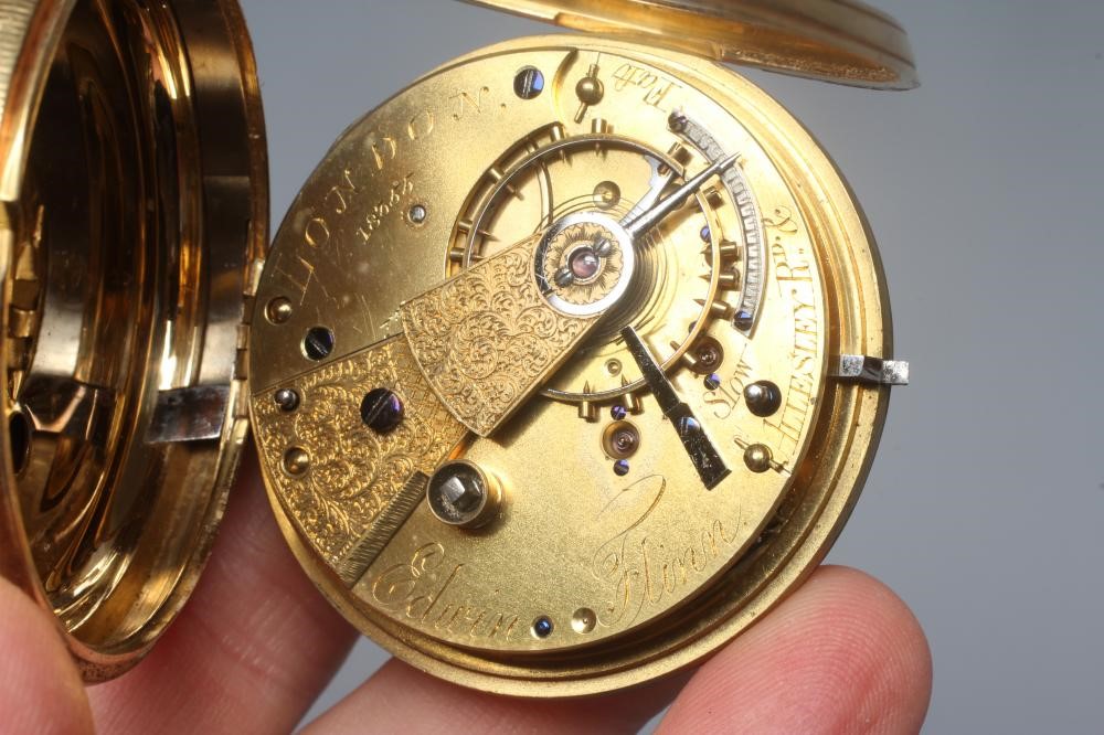 A VICTORIAN 18CT GOLD KEY WIND POCKET WATCH BY EDWIN FLINN Image