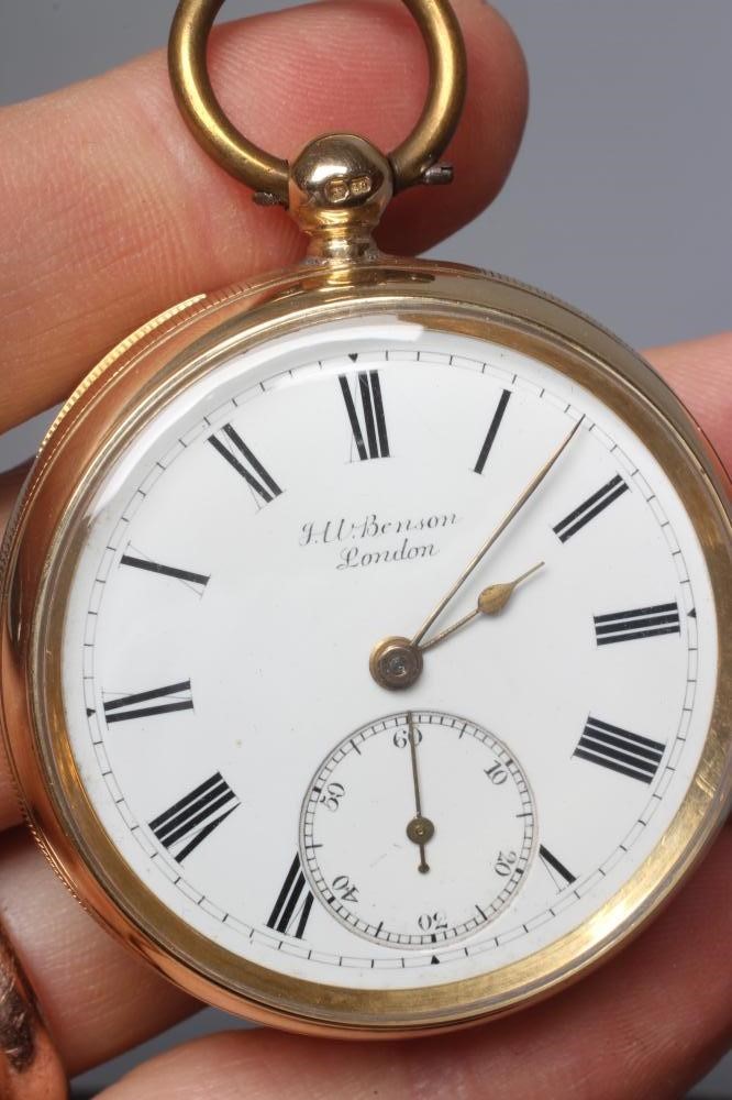 A LATE VICTORIAN 18CT GOLD KEY WIND LUDGATE POCKET WATCH BY BENSON Image