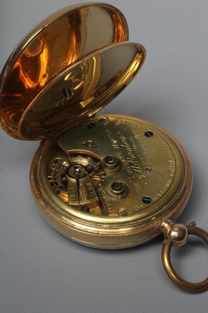 A LATE VICTORIAN 18CT GOLD KEY WIND LUDGATE POCKET WATCH BY BENSON Image