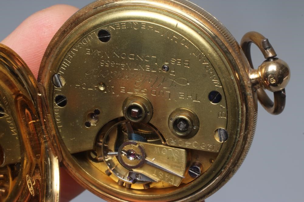 A LATE VICTORIAN 18CT GOLD KEY WIND LUDGATE POCKET WATCH BY BENSON Image