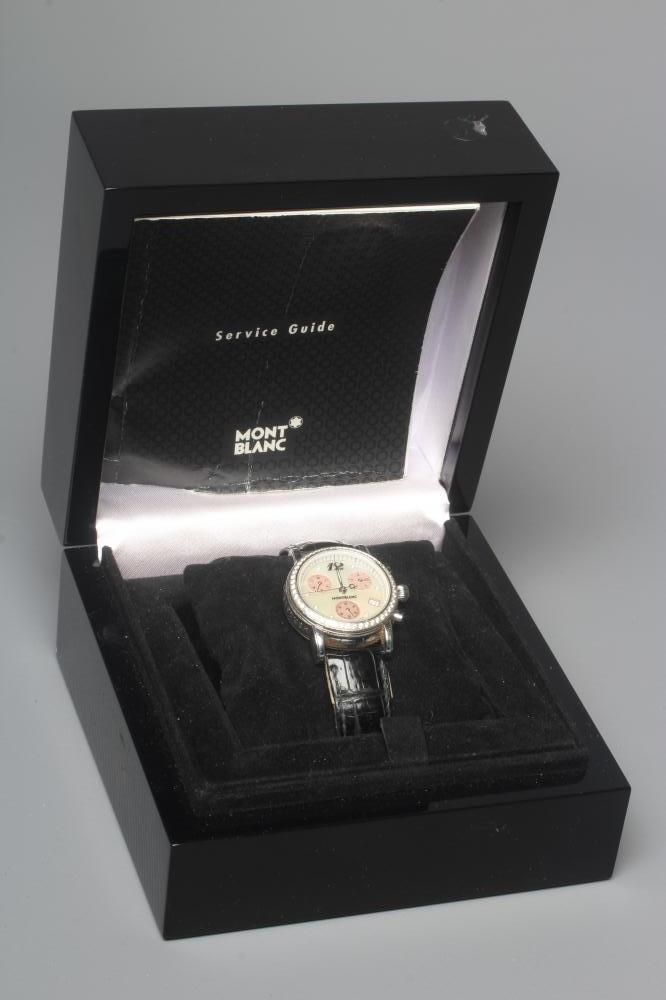 A LADY'S MONTBLANC DIAMOND ARTISAN MEISTERSTUCK CHRONOGRAPH Image