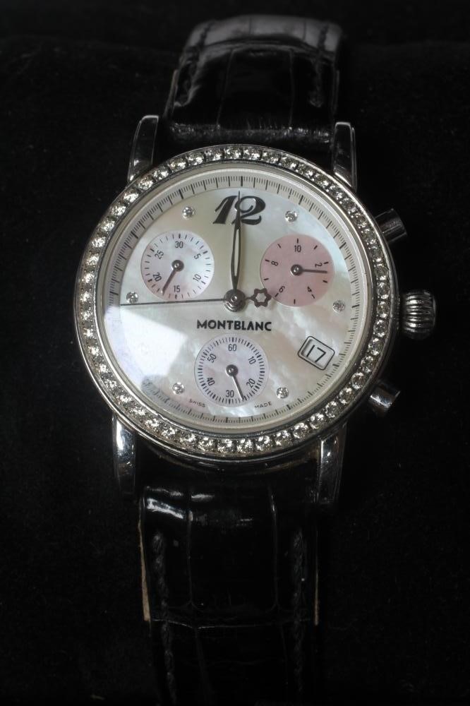 A LADY'S MONTBLANC DIAMOND ARTISAN MEISTERSTUCK CHRONOGRAPH Image