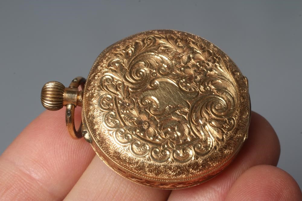 A LADY'S TOP WIND FOB WATCH stamped 18K Image