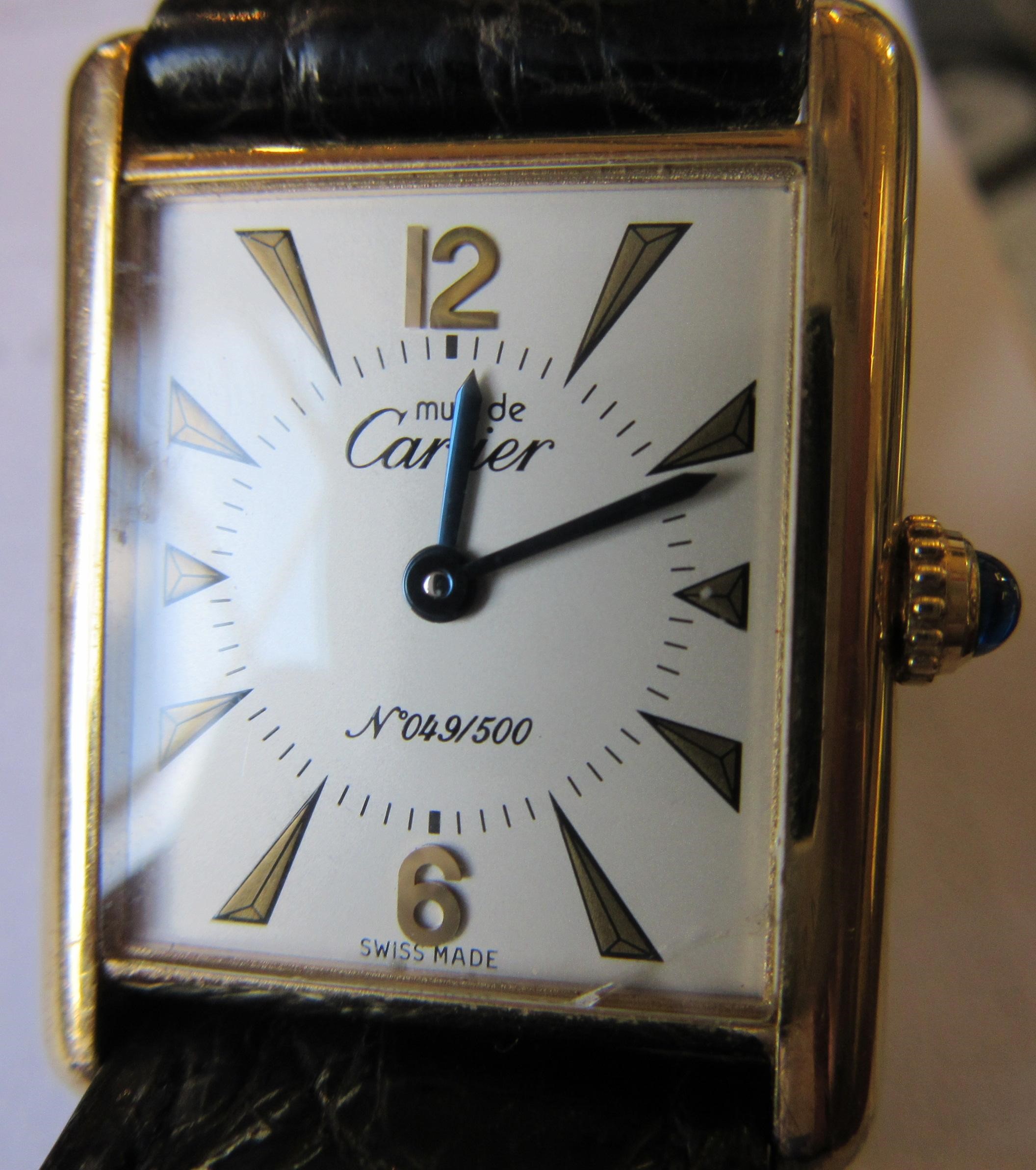 A LADY'S MUST DE CARTIER LIMITED EDITION SILVER GILT TANK WATCH Image