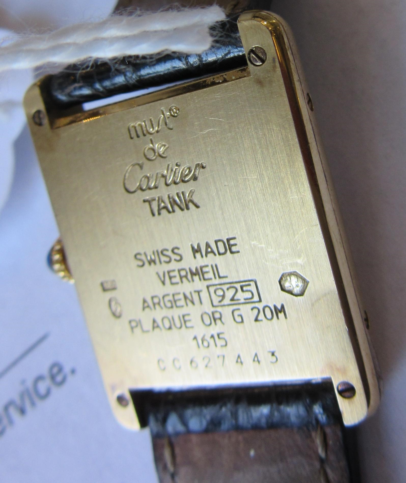 A LADY'S MUST DE CARTIER LIMITED EDITION SILVER GILT TANK WATCH Image