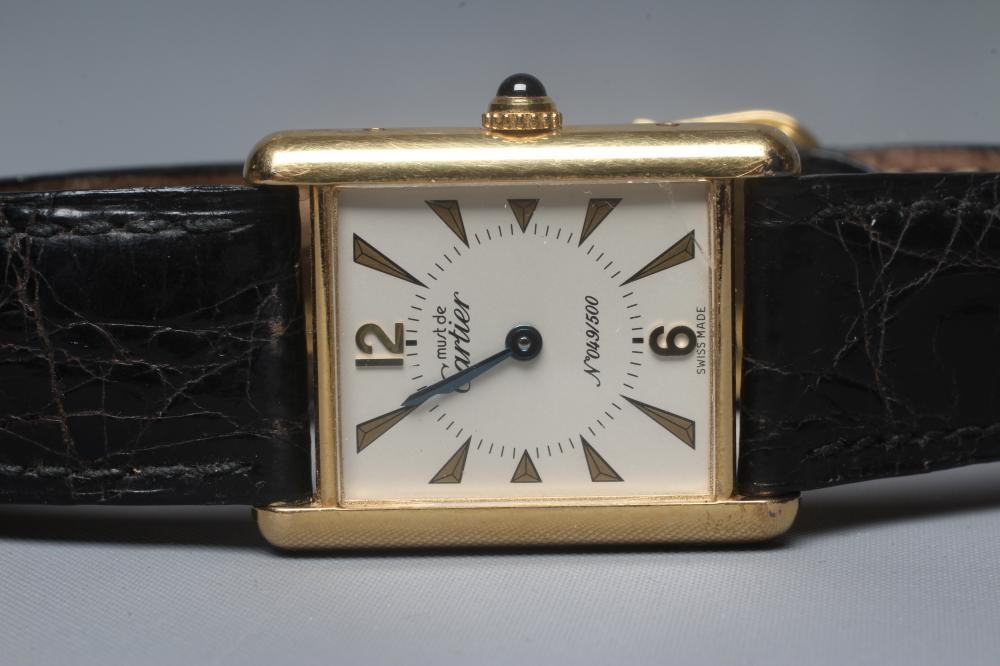 A LADY'S MUST DE CARTIER LIMITED EDITION SILVER GILT TANK WATCH Image