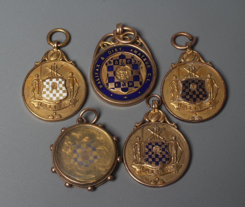 FOUR GOLD HALIFAX CRICKET MEDALS Image