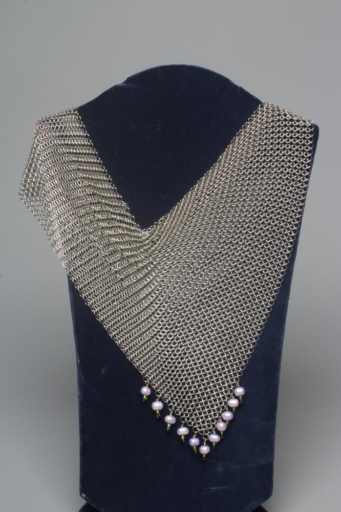 A MODERN SILVER CHAINMAIL 'SCARF' NECKLACE by Hamilton & Inches Image