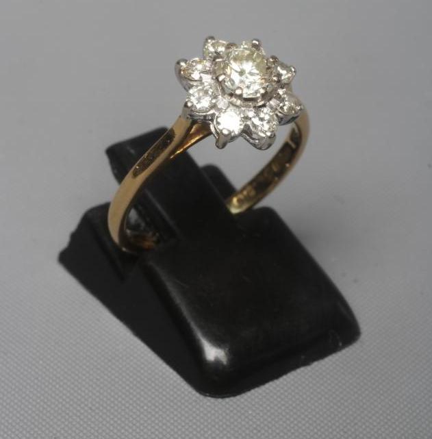 A NINE STONE DIAMOND CLUSTER RING Image