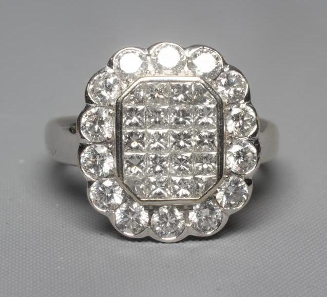 A DIAMOND CLUSTER PLAQUE RING Image