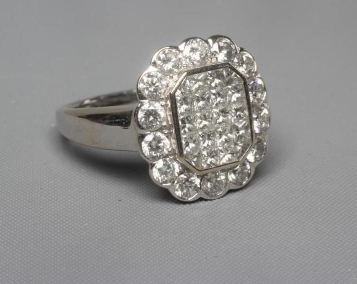 A DIAMOND CLUSTER PLAQUE RING Image